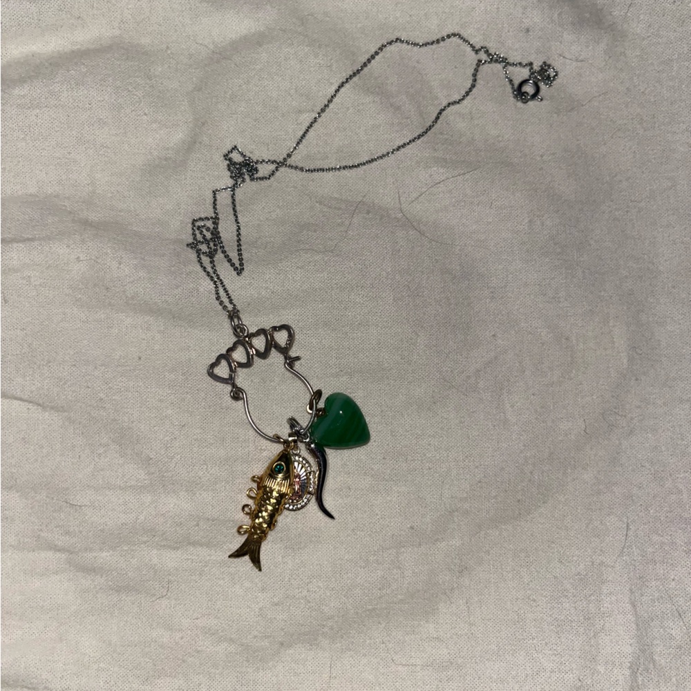 Vintage charm holder necklace with charms